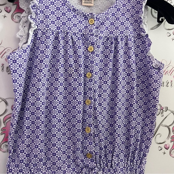 Juicy couture romper one piece purple white gold buttons ruffle frill sleeves - Picture 3 of 9